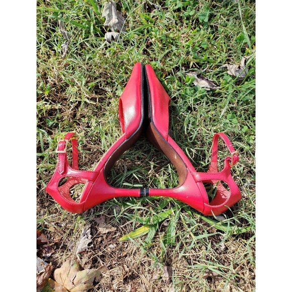 TNT Stiletto Heels Womens 6M Red Ankle Buckle Pump - Picture 9 of 11